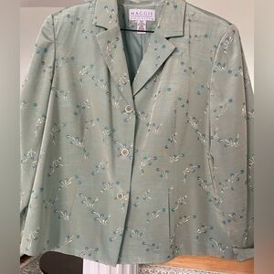 Maggie Mc Naughton women Blazer/ jacket. Beautiful sage , textured dressy jacket